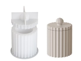 Molde silciona porta vela columna rayada con tapa BM4082 (3)